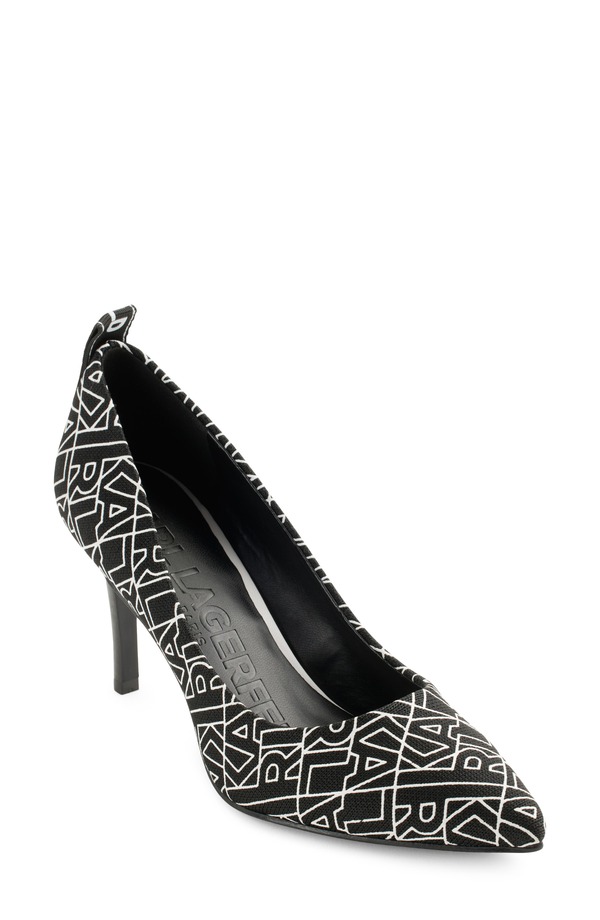長い巻き毛 ラガーフェルド レディース シューズ 踵 KARLAGERFELD PARIS Royale Pointed Toe Pump Black/ White 白いこと