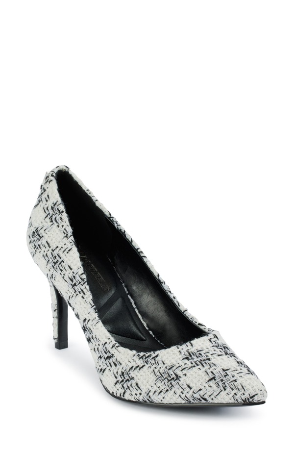 長い巻き毛 ラガーフェルド レディース シューズ 踵 KARLAGERFELD PARIS Royale Pointed Toe Pump White/ Black 白いこと