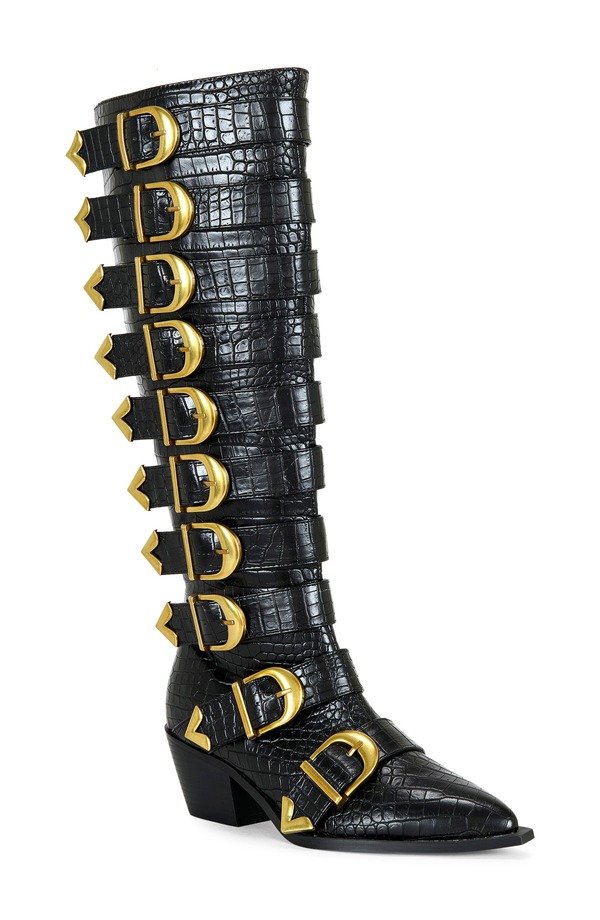 アザレア 壱 レディース シューズ ブーツ・レインブーツ AZALEA WANGraziana Knee High Buckle Boot Black 黒いこと