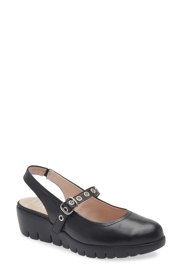 ワンダーズ レディース シューズ ヒール Wonders Mary Jane Slingback Pump Sauvage Black ブラック