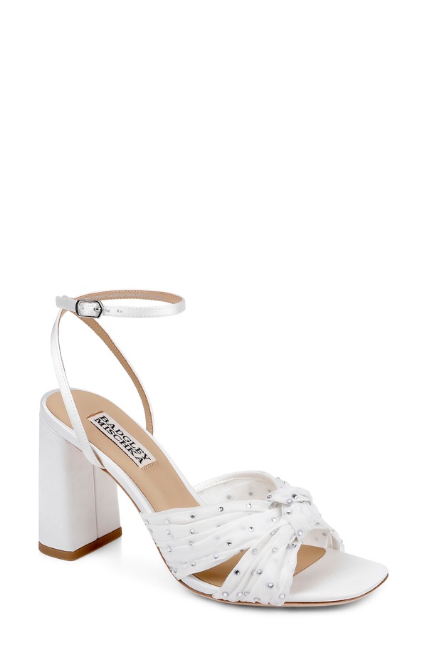 バッドグレイミッシカ レディース シューズ ヒール サンダル アンクル Badgley Mischka Collection Wilankle Strap Sandal White Satin ホワイト
