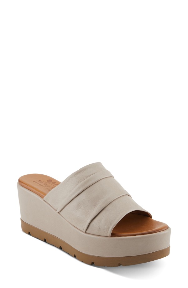 発条足取り レディース シューズ 踵 プラットホーム サンダル Spring Step Allerton Platform Wedge Slide Sandalightaupe トープ