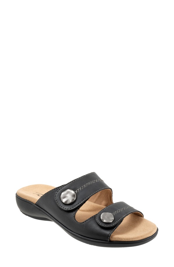 トロッターズ レディース シューズ 踵 サンダル Trotters Ruthie Stitch Slide Sandal Black 黒いこと