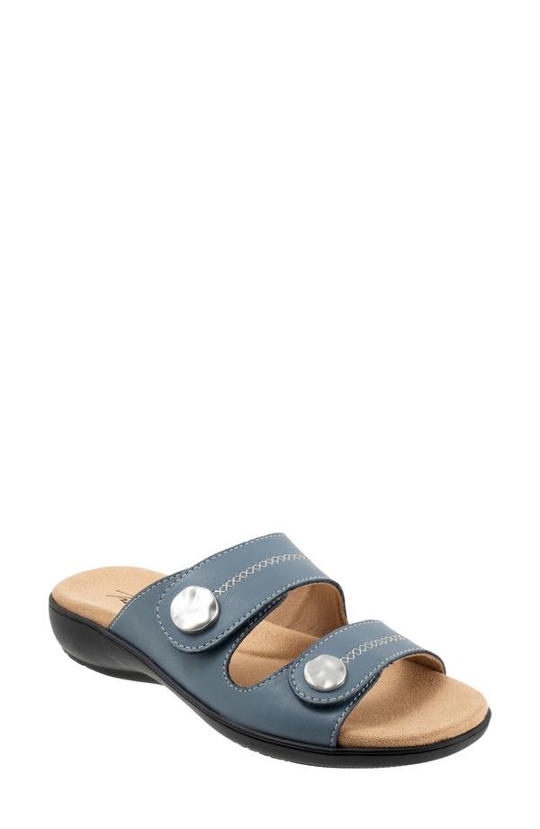 トロッターズ レディース シューズ 踵 サンダル Trotters Ruthie Stitch Slide Sandal Dusty Blue 青み