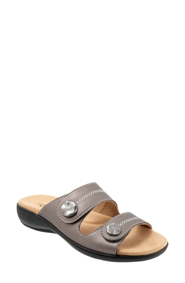 トロッターズ レディース シューズ 踵 サンダル Trotters Ruthie Stitch Slide Sandal Pewter ピューター