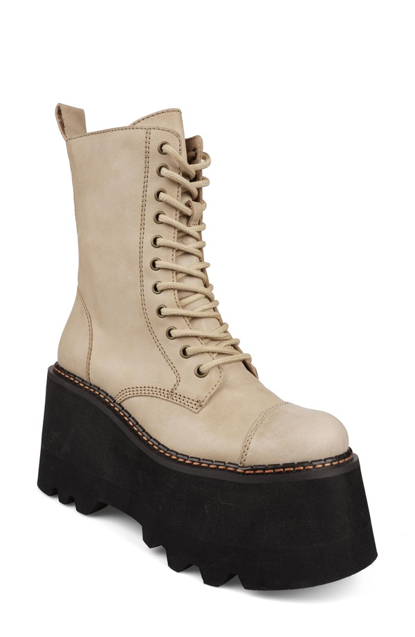 ジジ レディース シューズ ブーツ・レインブーツ プラットフォーム ZIGI Raiza Platform Bootie Beige Lthr ベージュ｜ReVida 店