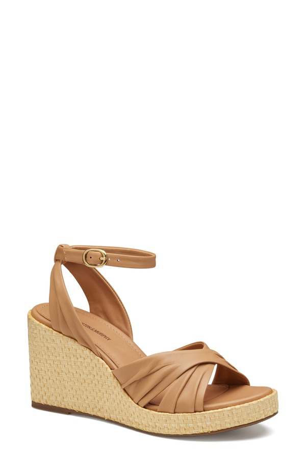 ジョンストンアンドマーフィー レディース シューズ 踵 プラットホーム サンダル Johnston \u0026 Murphy Marcia Platform Wedge Sandal Tan Glove Leather タン