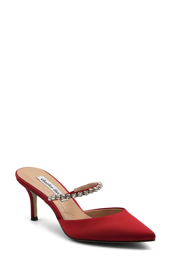 チャールズ・デイビッド レディース シューズ ヒール Charles David Adelynn Mary Jane Pointed Toe Mule Red-St レッド|ReVida 店