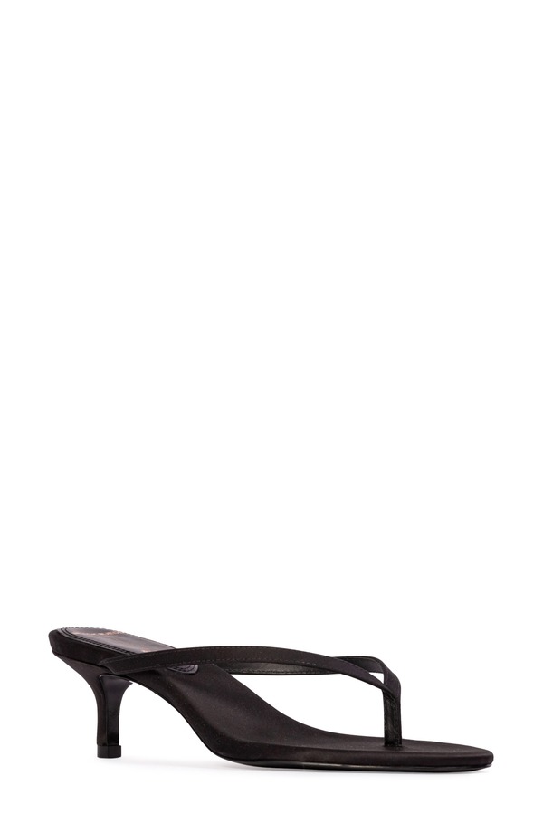ブラックスエードスタジオ レディース シューズ 踵 BLACK SUEDE STUDIO Tash Kitten Heel Flip Flop Black Satin 黒いこと