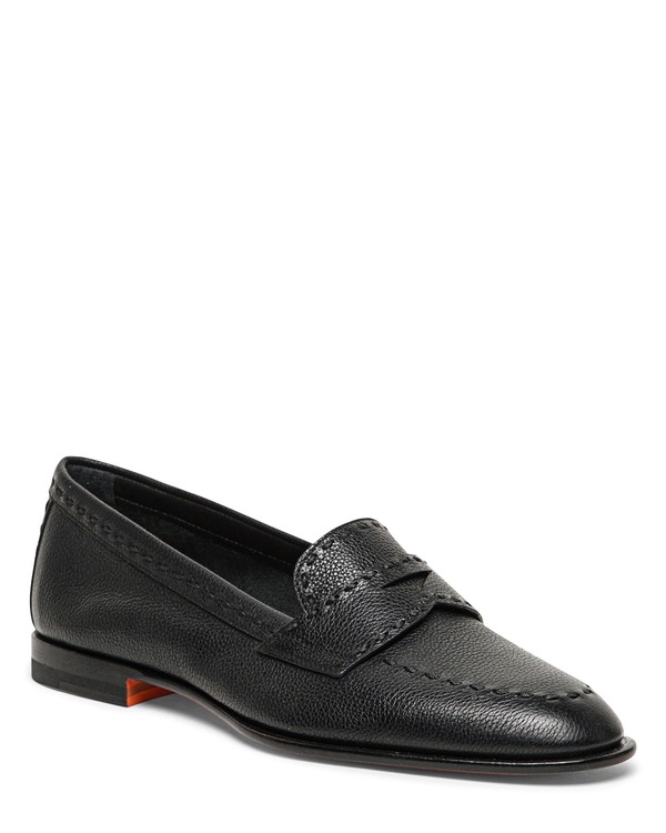 サントーニ レディース シューズ スリッポン・ローファー なめし革 Santoni Women\u0027s tumbled leather penny loafer Black 黒いこと