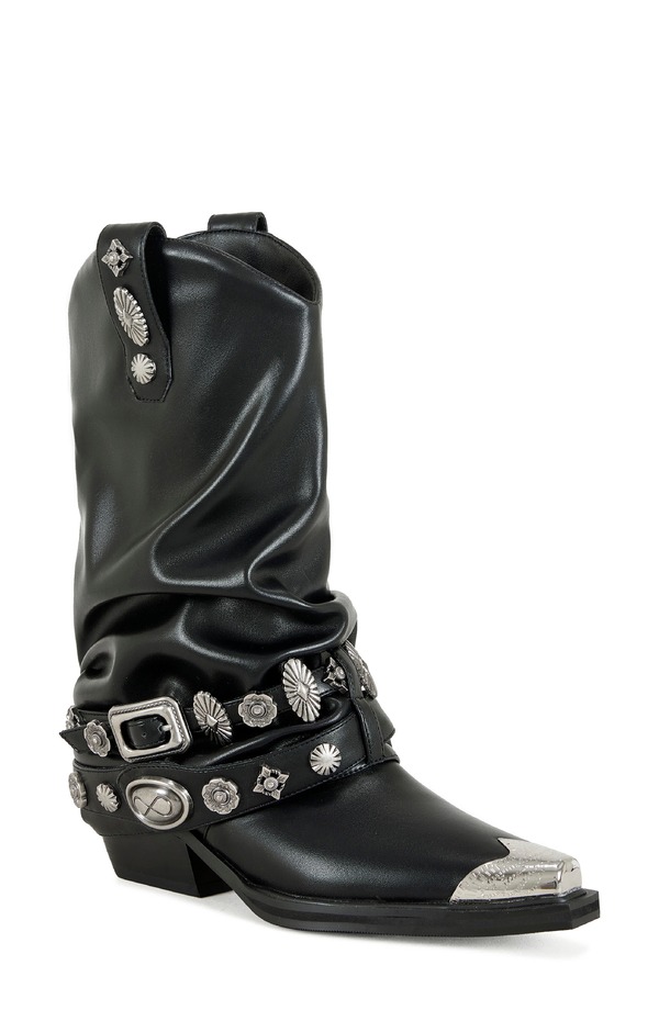 アザレア 壱 レディース シューズ ブーツ・レインブーツ AZALEA WANG Ashraf Studded Western Boot Black 黒いこと