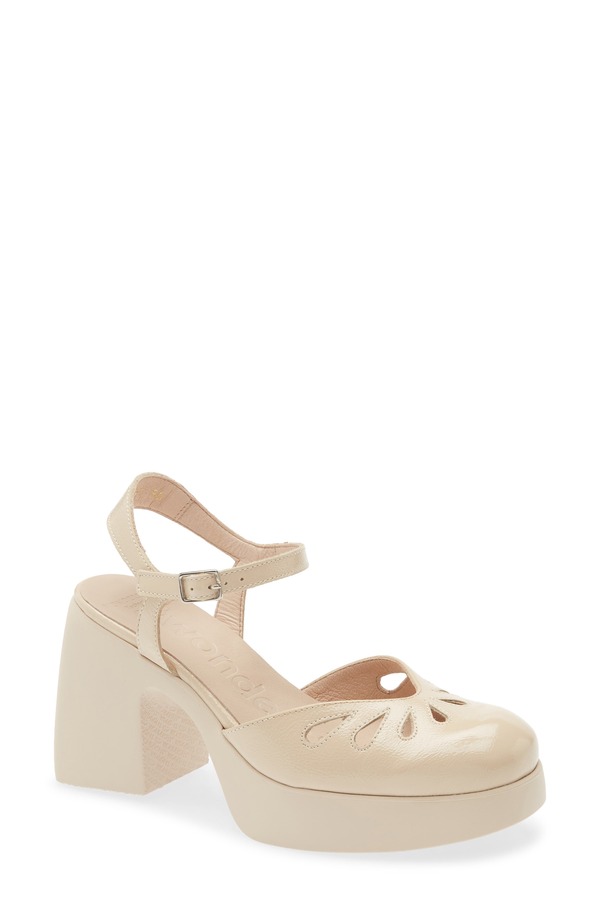 ワンダーズ レディース シューズ ヒール プラットフォーム アンクル Wonders Ankle Straplatform Pump Lack Beige ベージュ