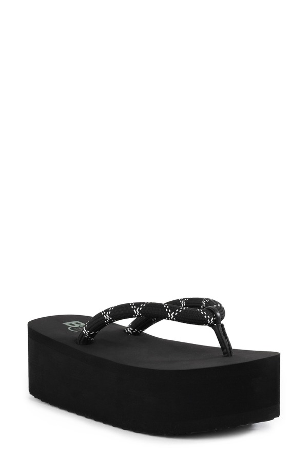 BC フットウェア レディース シューズ サンダル プラットホーム BC Footwear A Pretty Penny Platform Sandal Black/ White Rope 白いこと