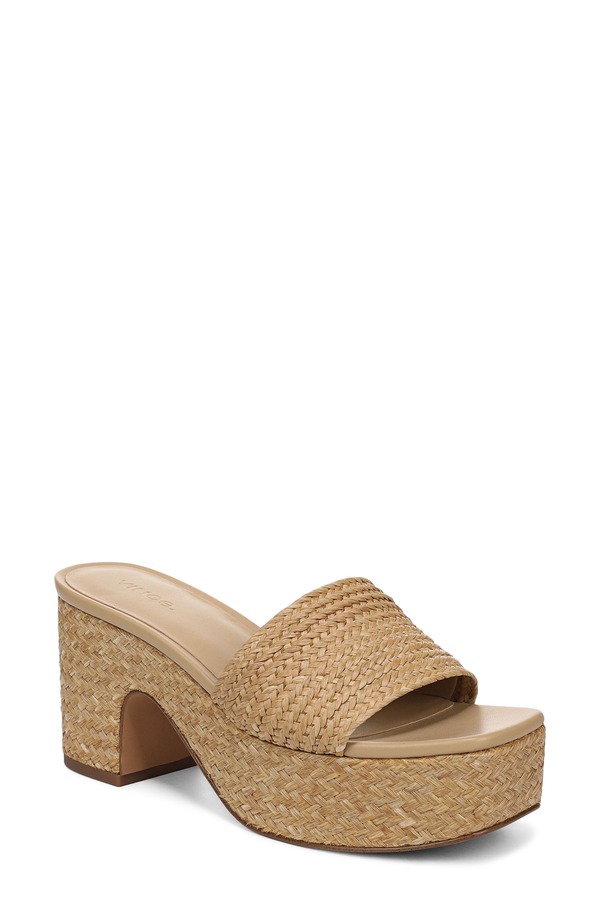ヴィンス レディース シューズ 踵 プラットホーム サンダル Vince Clarita Woven Platform Sandal Dark Wheat