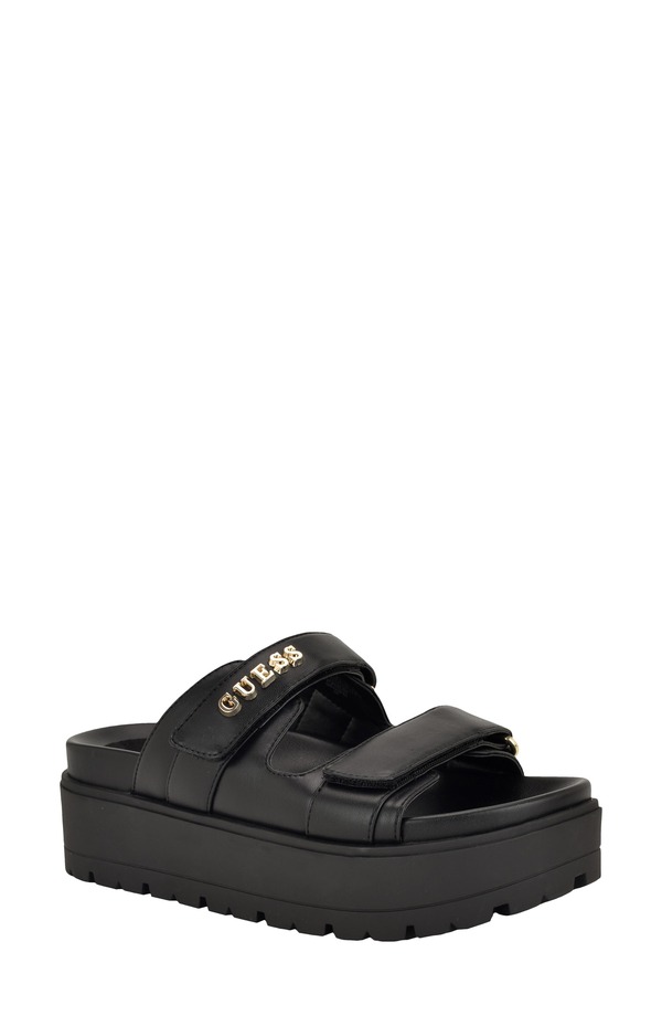 ゲス レディース シューズ サンダル プラットフォーム GUESS Faxon Platform Slide Sandal Black 001 ブラック