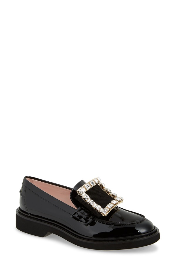 ロジェ・ヴィヴィエ レディース シューズ スリッポン・ローファー Roger Vivier Viv Rangers Crystal Buckle Loafer Black/ Crystal ブラック｜ReVida 店