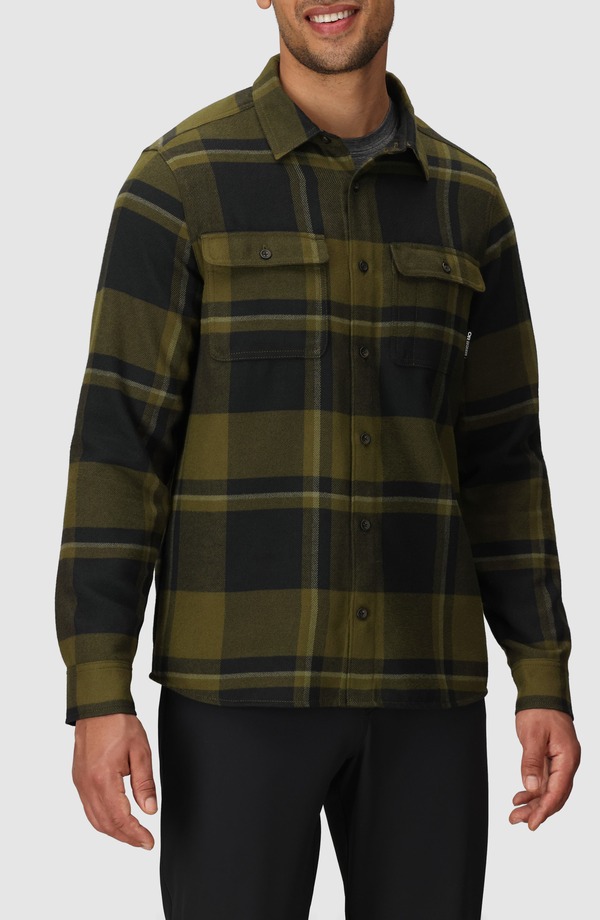 アウトドアリサーチ メンズ アウター ジャケット・ブルゾン シャツ Outdooresearch Feedback Plaid Flannel Overshirt Dark Olive Plaid オリーブ|ReVida 店