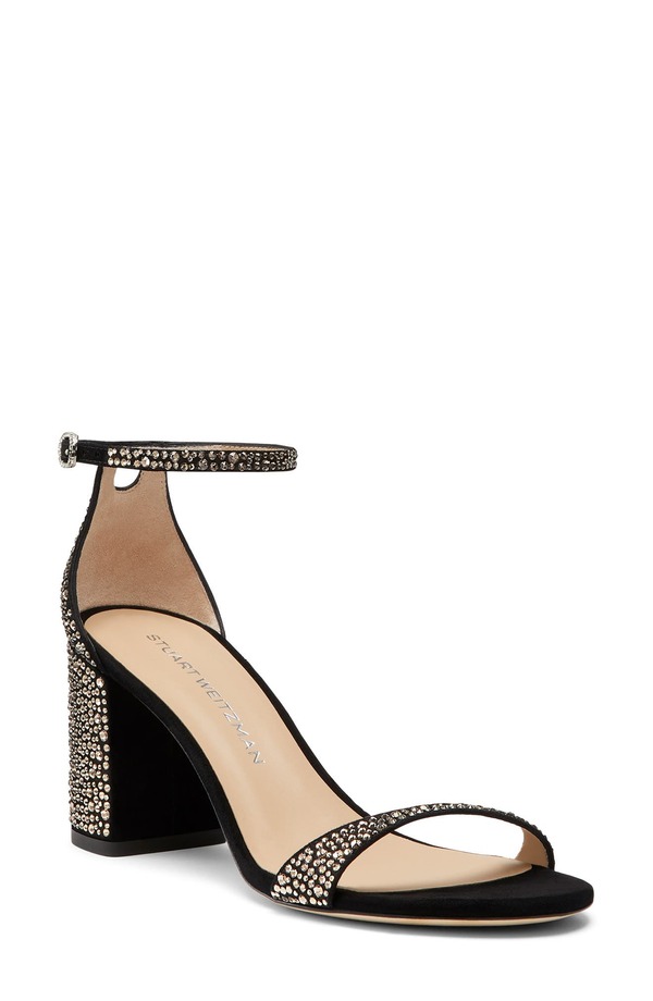 スチュアート ワイツマン レディース シューズ 踵 サンダル Stuart Weitzmanudist Shine Block 75 Sandal Jet Hematite/ Black 黒いこと