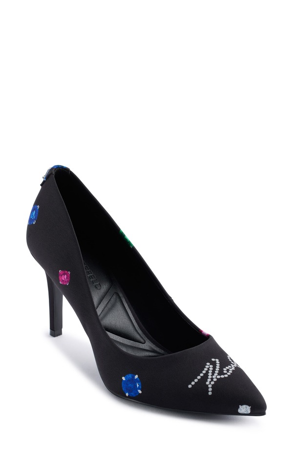 長い巻き毛 ラガーフェルド レディース シューズ 踵 KARLAGERFELD PARIS Royale Pointed Toe Pump Black Multi 黒いこと