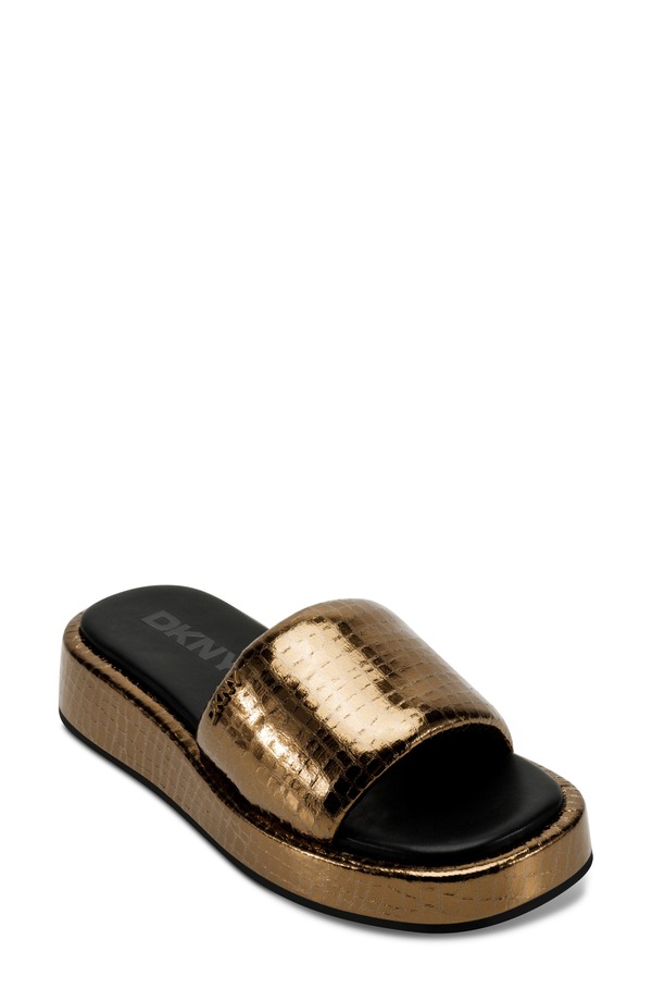 ダナ キャラン ニューヨーク州 レディース シューズ 踵 プラットホーム サンダル DKNY Lachine Platform Slide Sandal Bronze