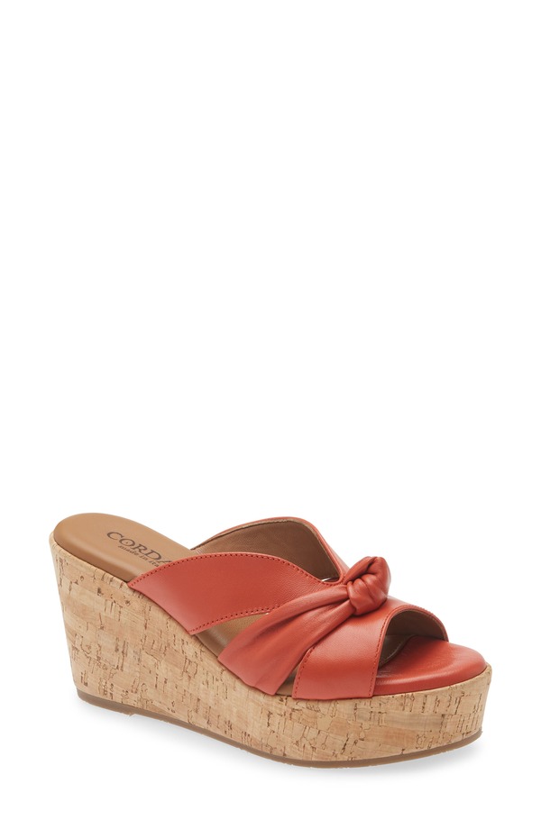 コルダーニ レディース シューズ ヒール プラットフォーム サンダル Cordani Dumont Platform Wedge Slide Sandal Mango Leather