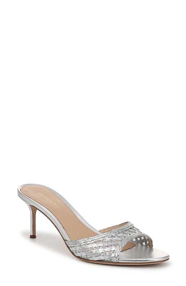 ヴェロニカ ベアード レディース シューズ 踵 サンダル Veronica Beard Tia Woven Sandal Silver しろがね色