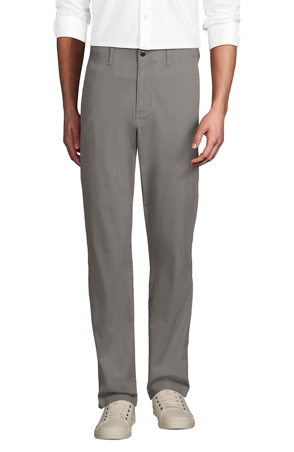 ランズ挙げ句の果て メンズ ボトムス 心地好いズボン下 Lands\u0027 End Knockabout Comfort Waist Classic Fit Chino Pant Wet Cement ズボン・パンツ-メンズファッション