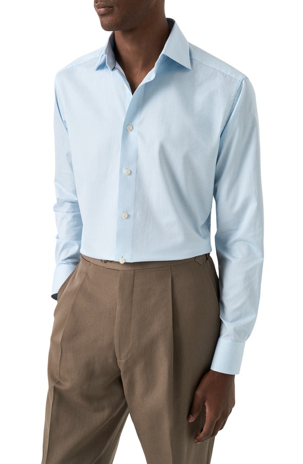 エトン メンズ トップス シャツ Eton Contemporary Fit Signature Twill Button-Up Shirt Light Blue ブルー｜ReVida 店 50,880円