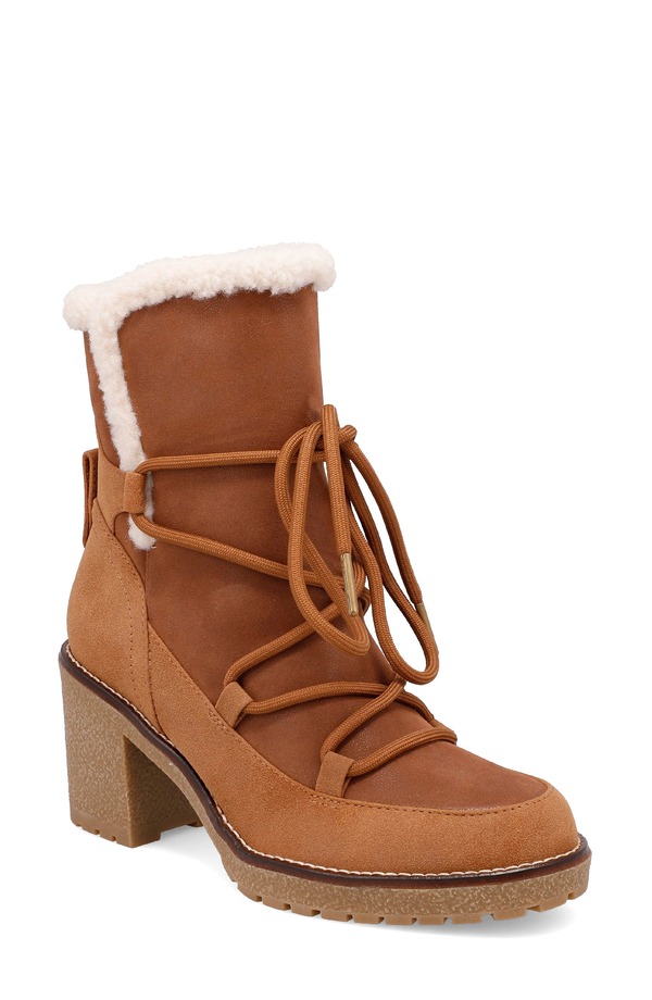 ミア レディース シューズ ブーツ・レインブーツ MIA Holiday Faux Shearling Bootie Cognac