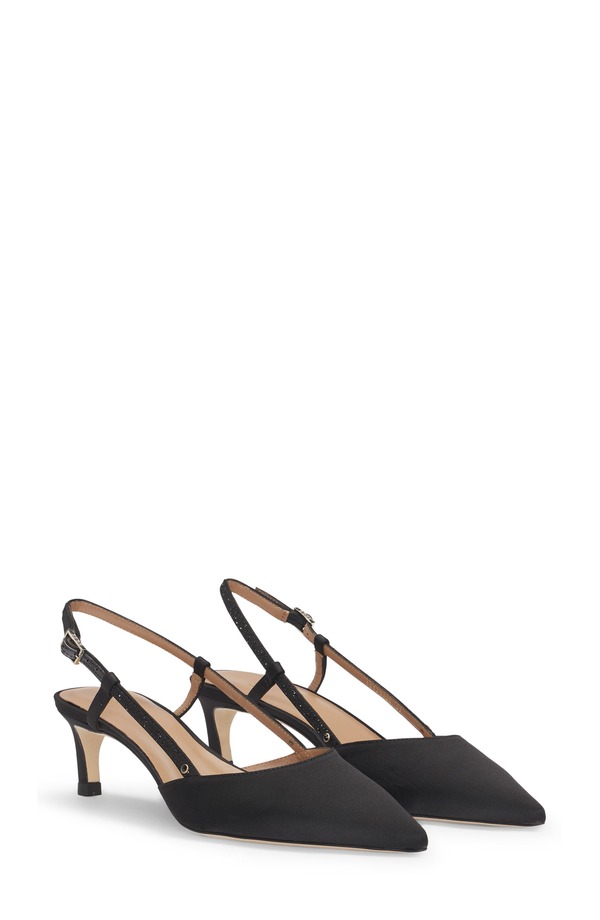 雇い主 レディース シューズ 踵 BOSS Janet Slingback Pointed Toe Kitten Heel Pump Black 黒いこと