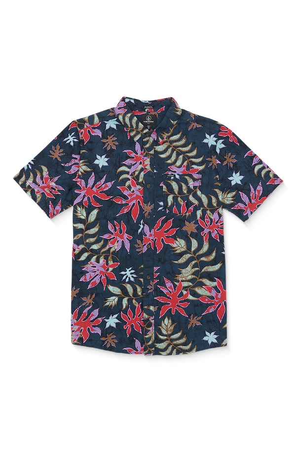ボルコム メンズ トップス シャツ フラワー柄 フラワー Volcom Floral Motion Short Sleeve Button-Up Shirt Navy ネイビー