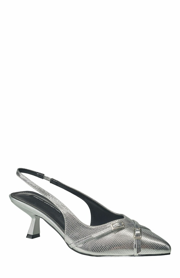 フレンチコネクション レディース シューズ 踵 French Connection Buckleslingbackitten Heel Silver しろがね色