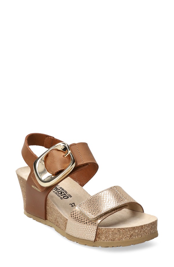 メフィスト レディース シューズ 踵 サンダル Mephisto Leandre Wedge Sandalight Sand Havana 砂子