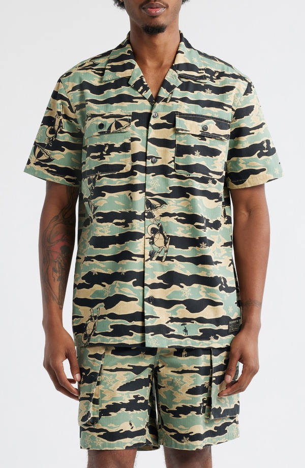 ビリオネアボーイズクラブ メンズ トップス シャツ コットン Billionaire Boys ClubB Tiger Camo Cotton Camp Shirt Mojave Desert アニマル