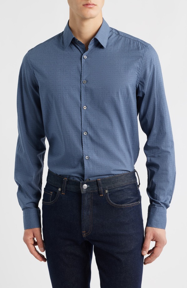 カナーリ メンズ トップス シャツ レギュラーフィット プリント コットン Canali Regular Fit Geometric Print Cotton Blend Button-Up Shirt Blue ブルー｜ReVida 店 36,270円