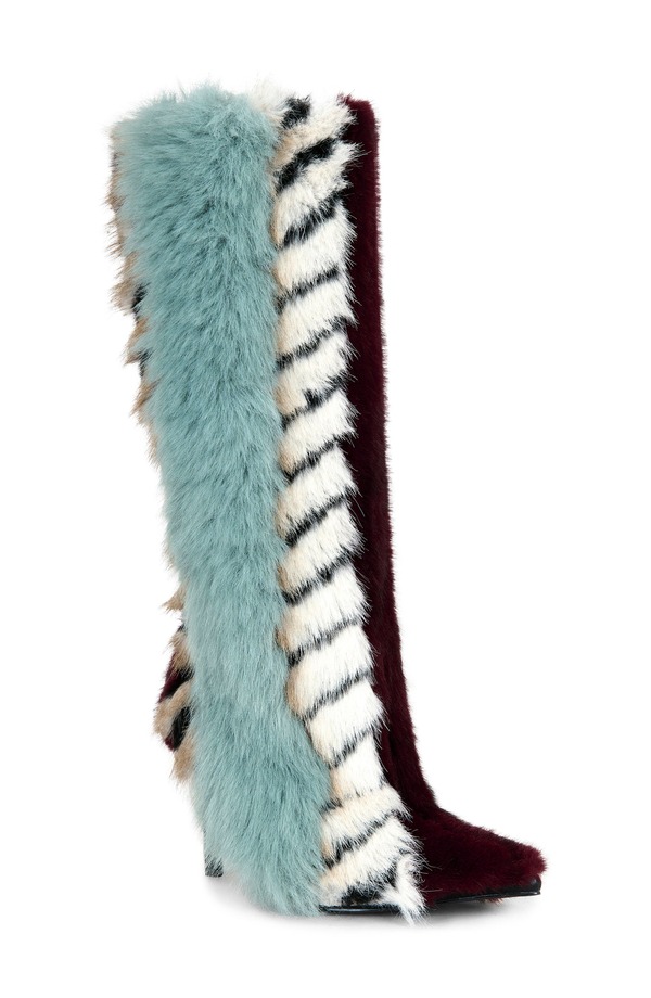 アザレア 壱 レディース シューズ ブーツ・レインブーツ AZALEA WANG Upsella Multi Faux Fur Stiletto Boot Blue Multi 青色