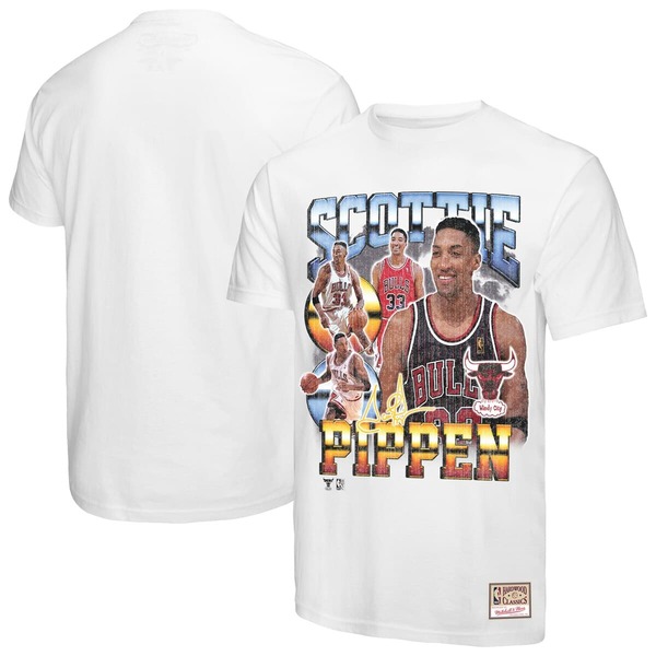 ミッチェル&ネス メンズ トップス Tシャツ Men's Mitchell & Nesscottie Pippen White Chicago Bulls Hardwood Classics Commemorative Player Collage T-Shirt White ホワイト