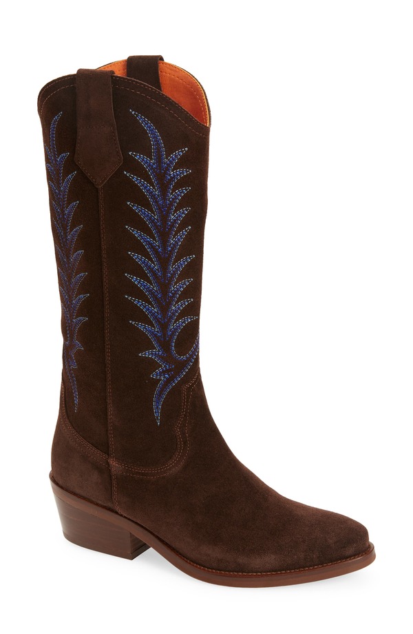 ペネロペシルバーズ レディース シューズ ブーツ・レインブーツ 刺しゅう Penelope Chilvers Goldiembroidered Cowboy Boot Ebony