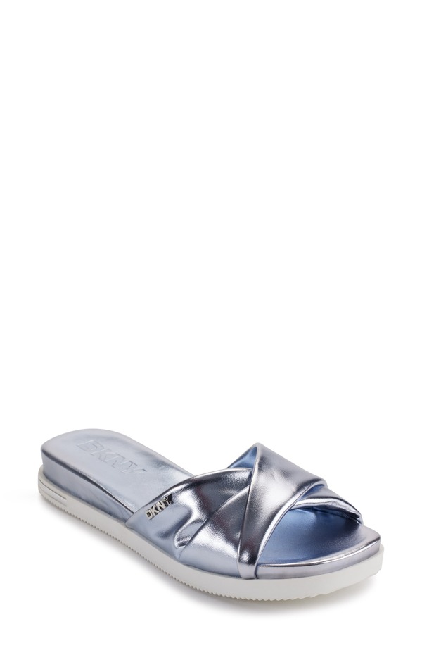 ダナ キャラン ニューヨーク州 レディース シューズ 踵 サンダル DKNY Jezebel Slide Sandal Metallic Blue 青み