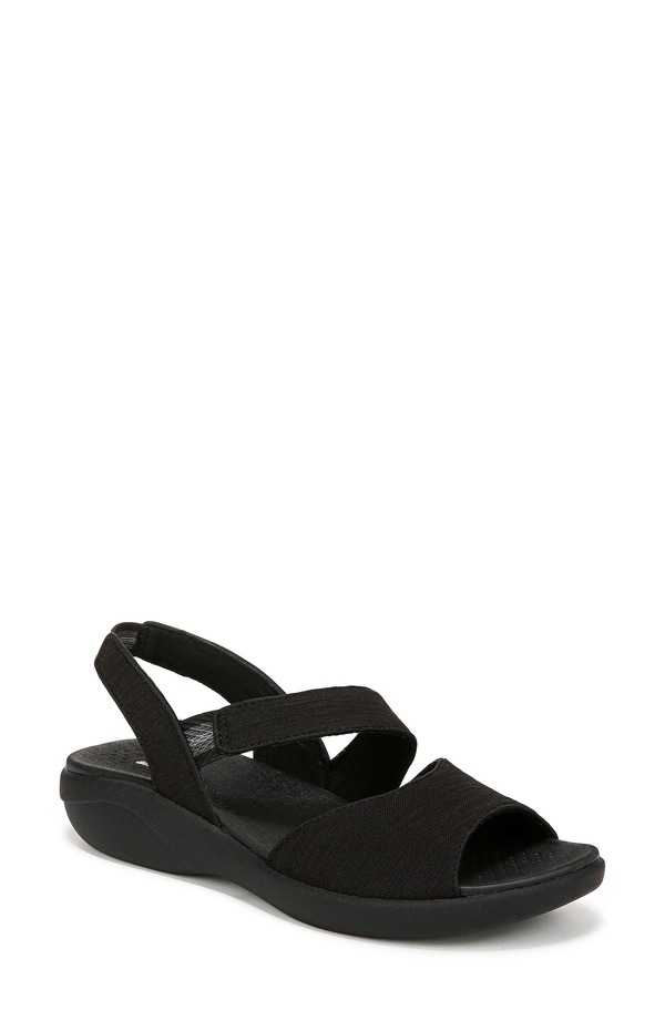 ライフストライド レディース シューズ サンダル LifeStride Cheerful Quarter Strap Slip-On Sandal Black Fabric ブラック｜ReVida 店