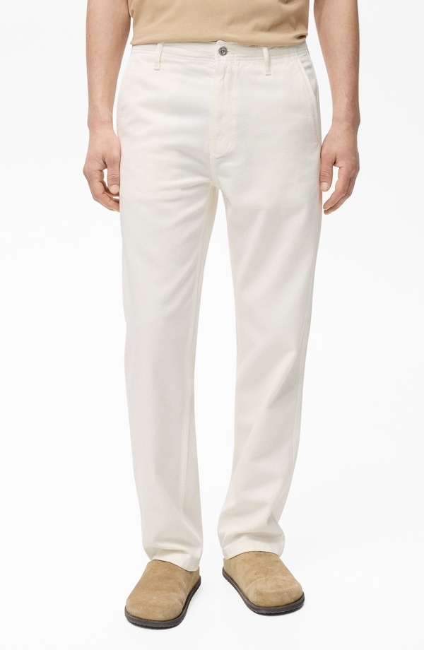 マンゴ メンズ ボトムス デニムパンツ ストレート ジーンズ MANGO Slant Pocket Straight Leg Jeans Off White オフホワイト|ReVida 店