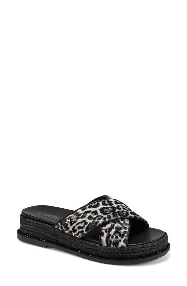 ダナ キャラン ニューヨーク州 レディース シューズ 踵 サンダル DKNY Berris Cross Band Slide Sandal Black/ White Multi 白いこと