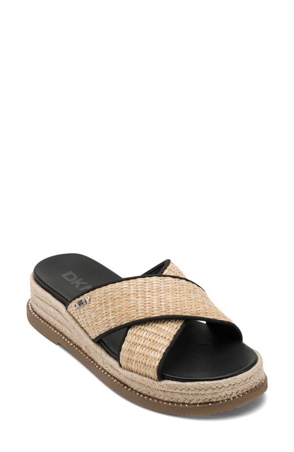 ダナ キャラン ニューヨーク州 レディース シューズ 踵 サンダル DKNY Berris Cross Band Slide Sandal Natural/ Black 黒いこと