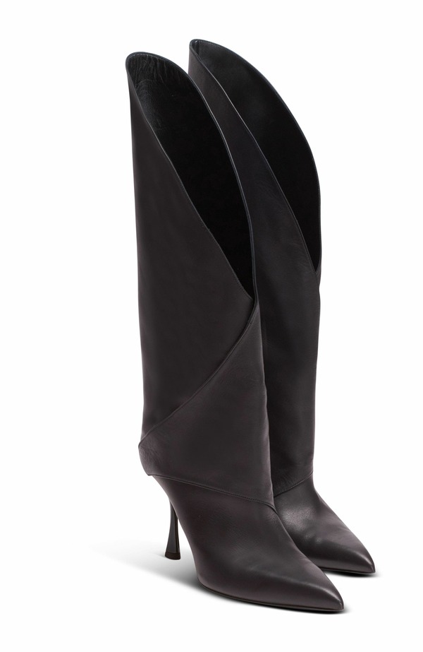 バルマン レディース シューズ ブーツ・レインブーツ なめし革 踵 Balmain Twist Heeled Leather Boots Black 黒いこと