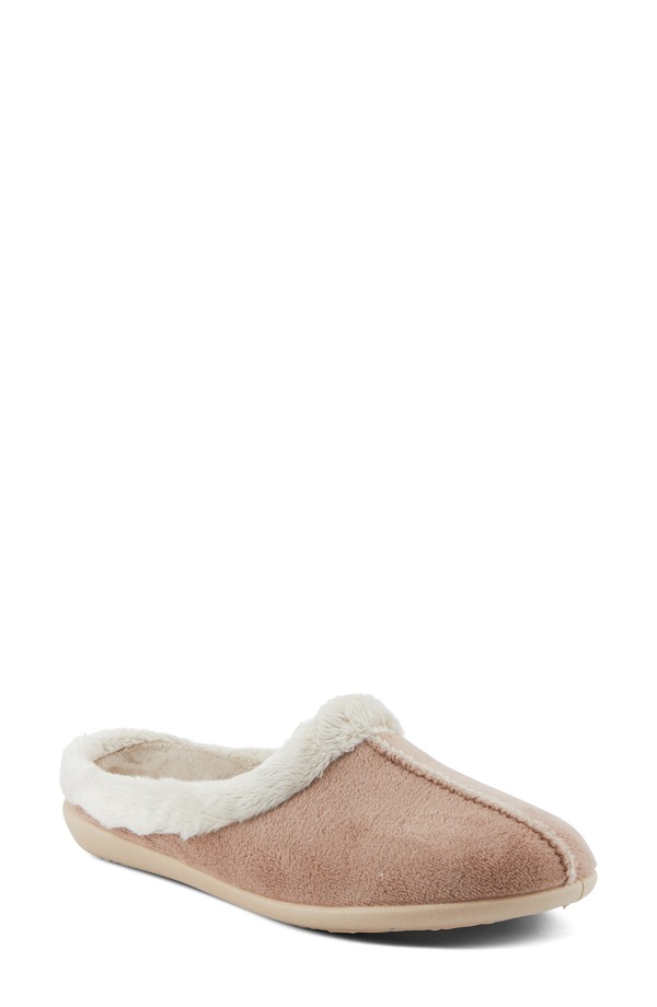 フレクサス レディース シューズ サンダル Flexus by Spring Step Aushana Faux Fur Mule Slipper Tan タン