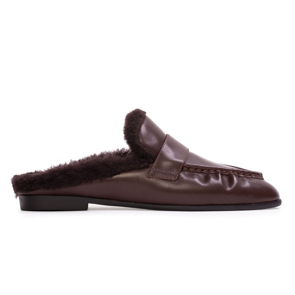 ブラックスエードスタジオ レディース シューズ スリッポン・ローファー 後ろ側くい違い BLACK SUEDE STUDIO Theo Backless Loafer Chocolate Leather 黒茶