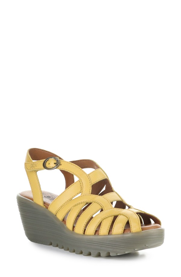 飛球英国の首都 レディース シューズ 踵 プラットホーム サンダル Fly London Lemy Platform Wedge Sandal Bumblebee