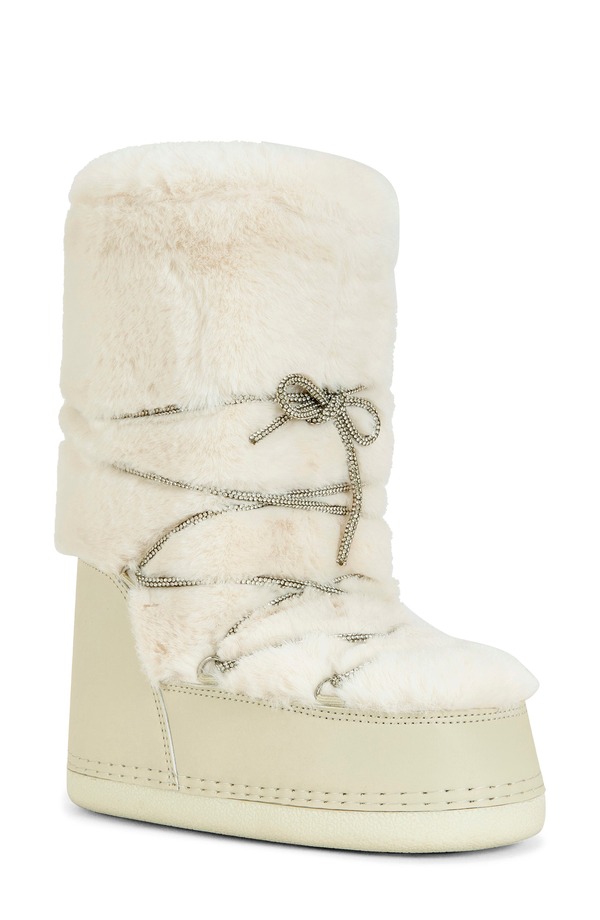 アザレア ワン レディース シューズ ブーツ・レインブーツ AZALEA WANG Karmela Faux Fur Flatform Snow Bootie Cream クリーム|ReVida 店