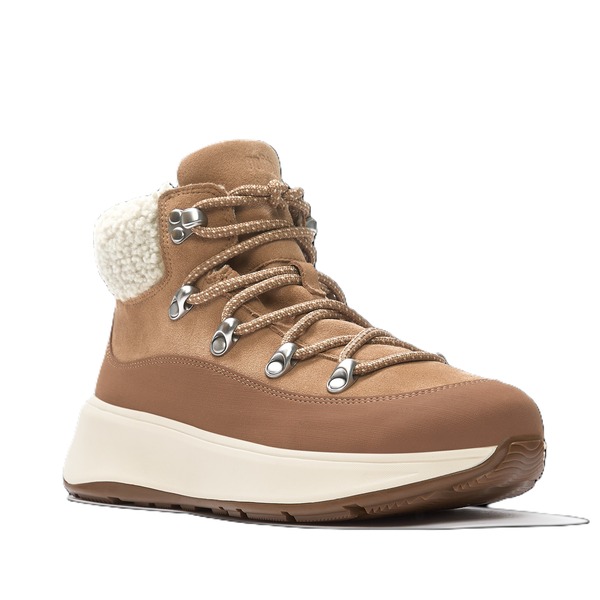 相応うフロップ レディース シューズ ブーツ・レインブーツ FitFlop F Mode Teddy Collar Booties Desertan タン
