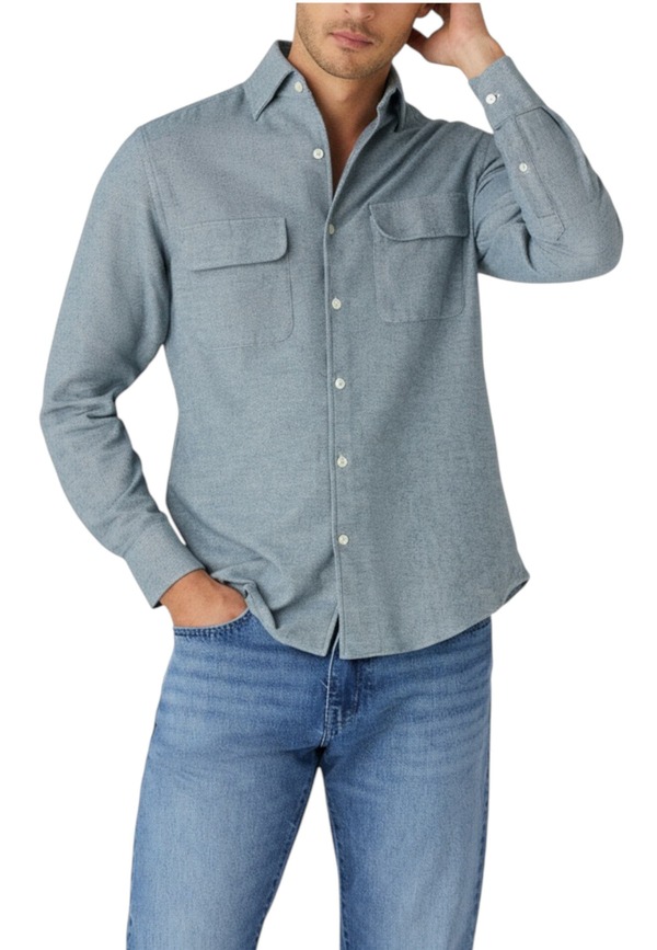 ロバート タルボット メンズ トップス シャツ Robertalbott Morgan Workshirt Luxe Flannel Micro Check Shirt Blue ブルー